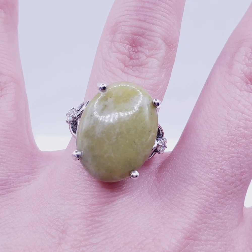 Connemara Marble & Moissanite Platinum | 925 Sterling Silver Statement Ring